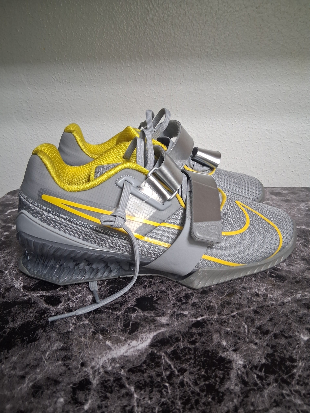 Brand New Nike Kids Grey & Yellow Weightlifting Shoes Size 6